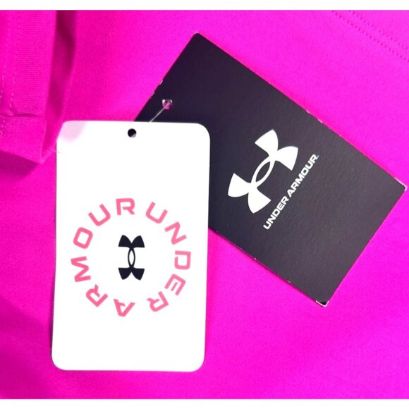 Under Armour Motion Crop Tank Tops Girl's XL Pink & Black Sports Bra NEW - Picture 6 of 15